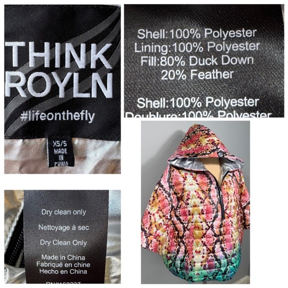 Think Royln HEROINE Hooded Quilted Puffer Ski Pullover Jacket Poncho - Picture 12 of 13